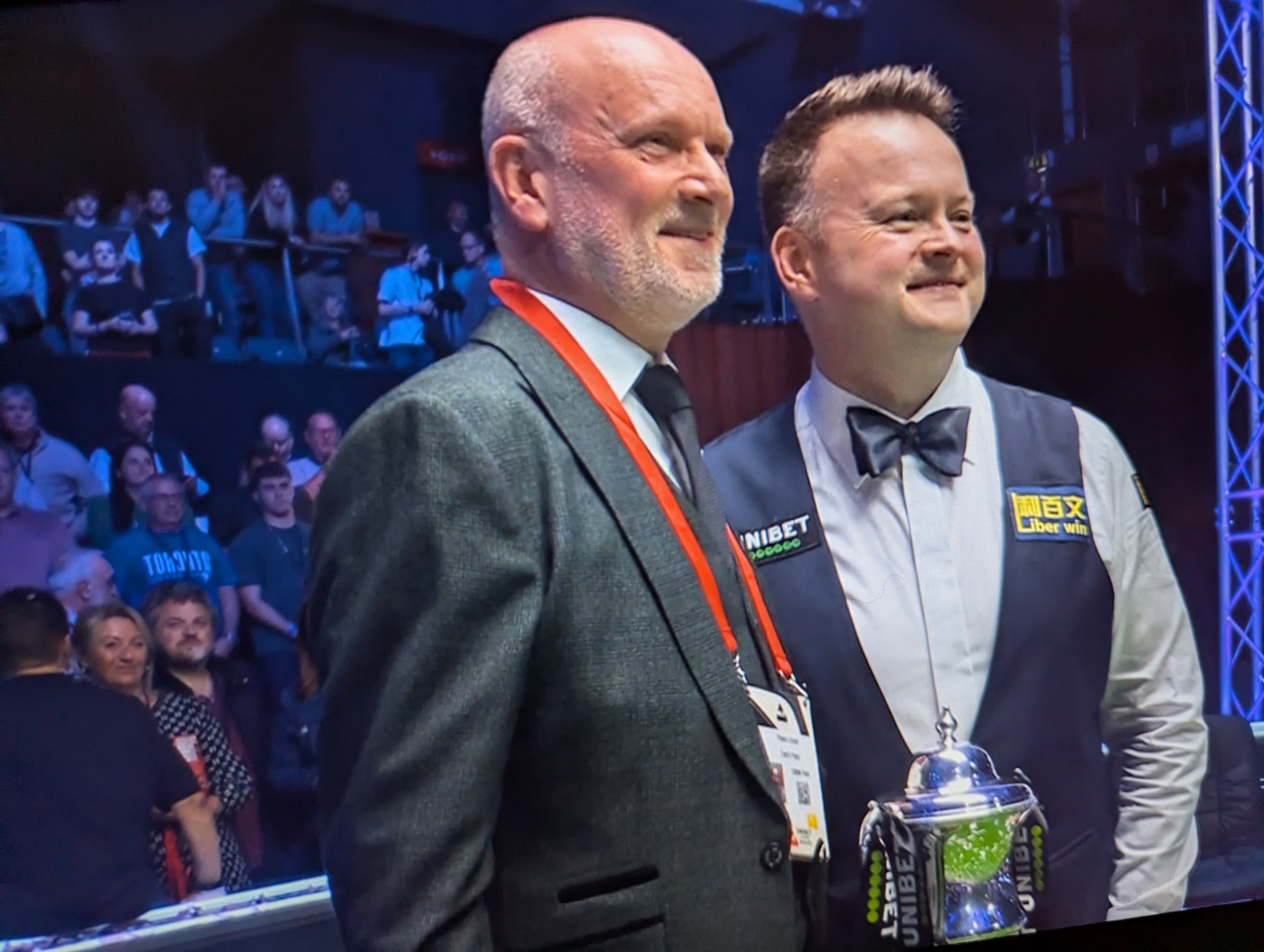 An image of Peter Ebdon with Shaun Murphy